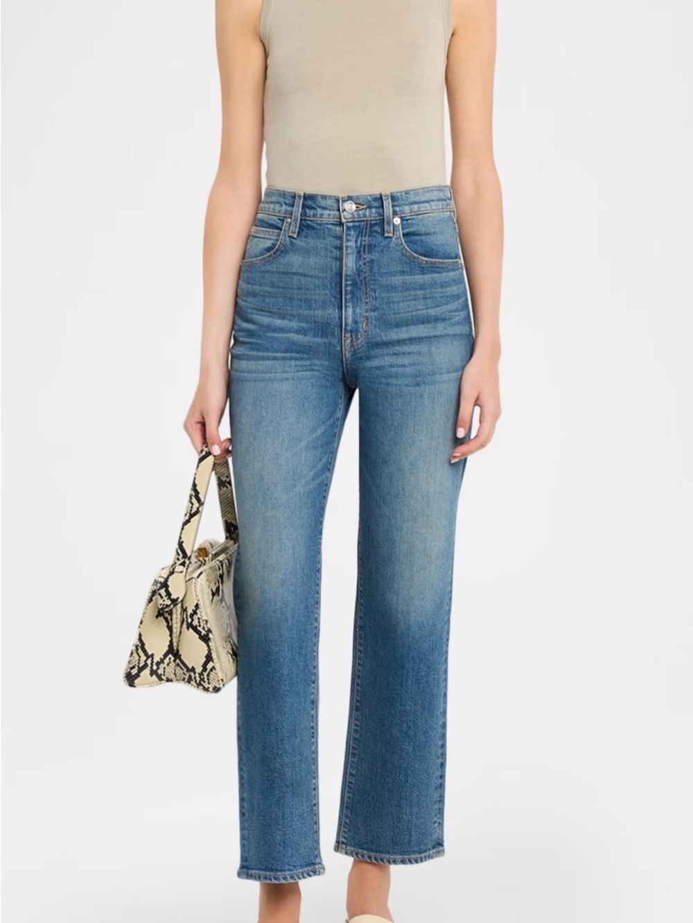 SLVRLAKE London Crop High-Rise Straight Leg Jeans - Blue